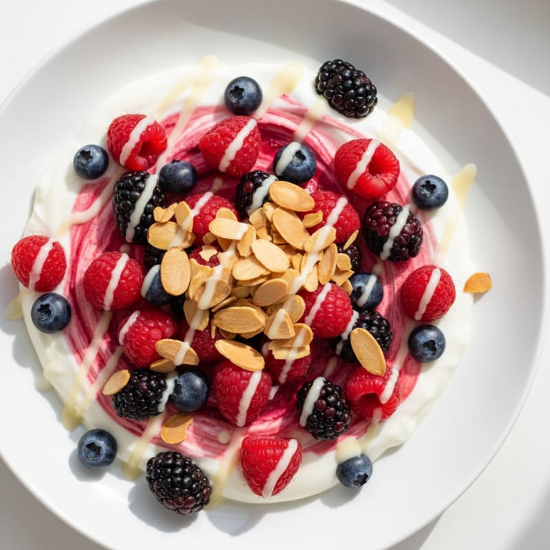 Creamy Greek Yogurt with Mixed Berries and Protein Crunch