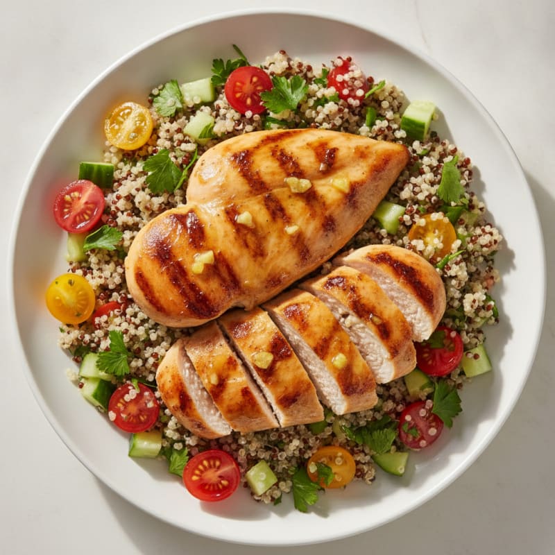 Grilled Lemon Garlic Chicken Breast with Quinoa Salad