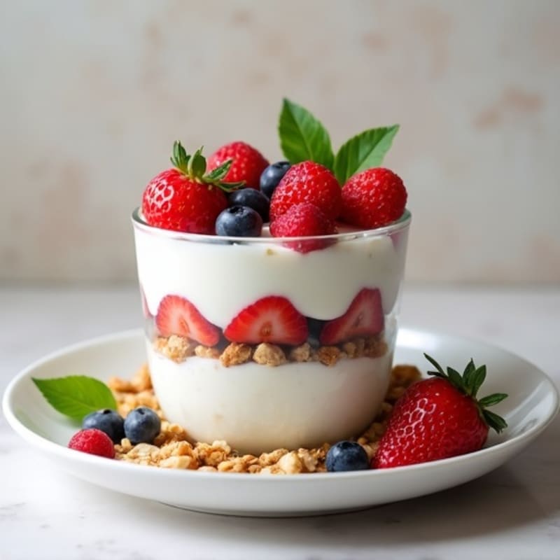 Creamy Greek Yogurt Parfait with Mixed Berries and Almonds