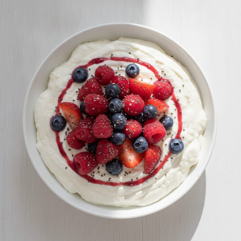 Greek Yogurt Protein Mousse with Mixed Berries