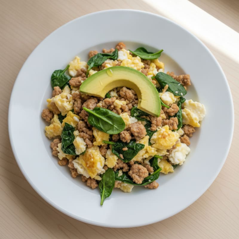 Egg White Scramble with Lean Turkey and Spinach