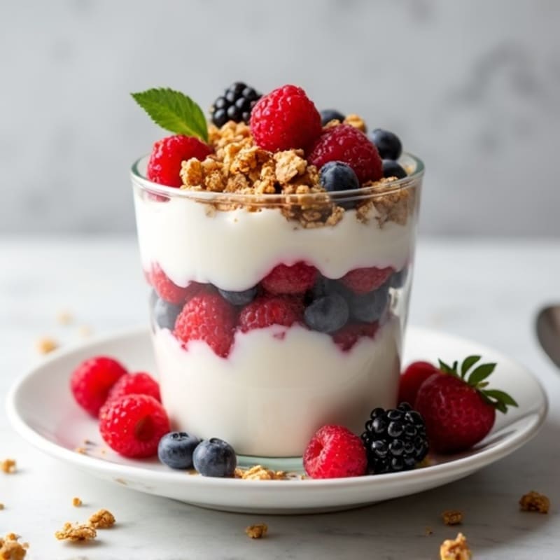 Greek Yogurt Protein Parfait with Mixed Berries