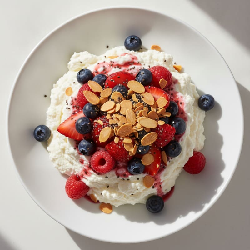 Greek Yogurt Protein Mousse with Mixed Berries