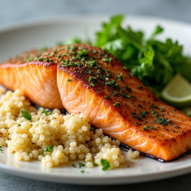 Herb-Crusted Seared Salmon with Quinoa