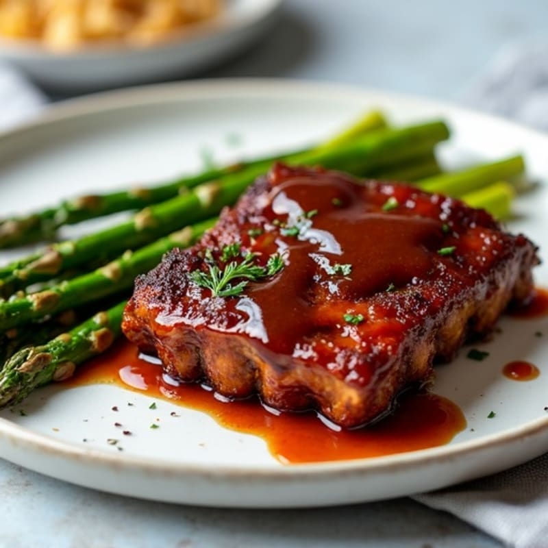 Slow-Cooked Sticky BBQ Pork Ribs with Roasted Asparagus