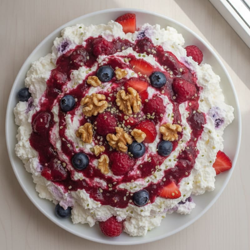 Greek Yogurt Protein Mousse with Mixed Berries