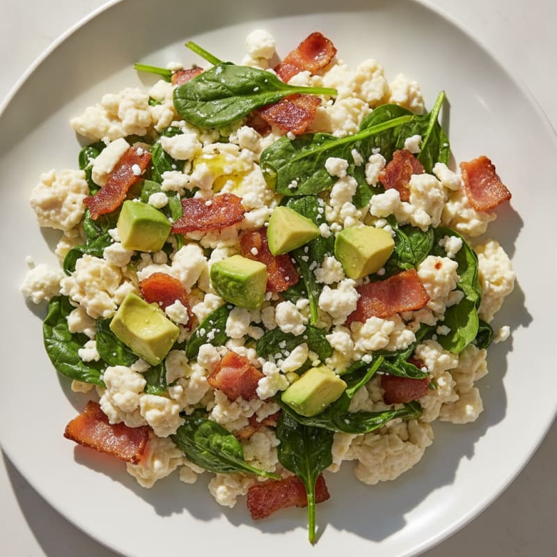 Egg White Scramble with Spinach and Turkey Bacon