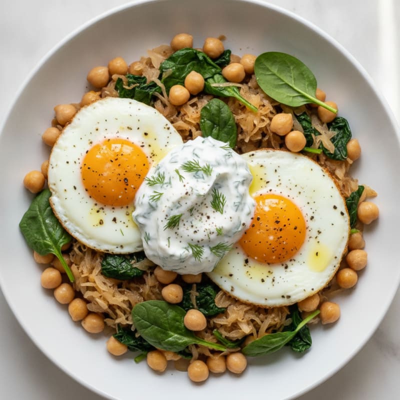 Baked Eggs with Tangy Sauerkraut