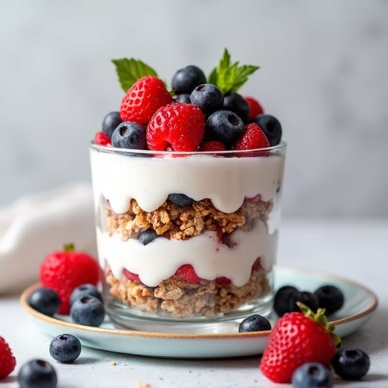 Greek Yogurt Protein Parfait with Mixed Berries