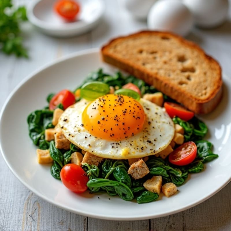 Egg White and Chicken Sausage Scramble with Spinach