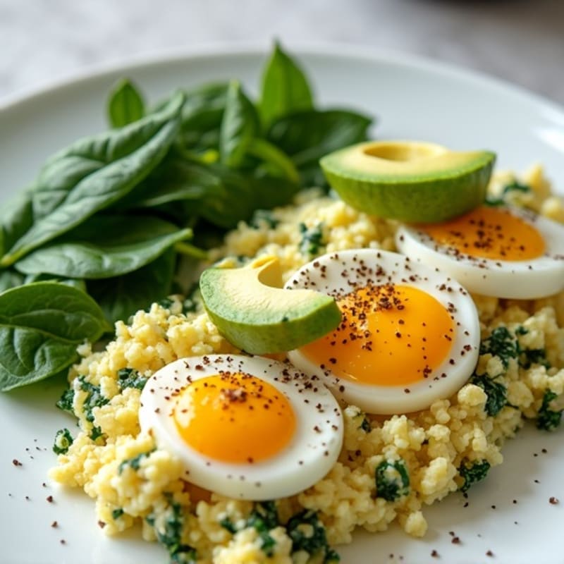 Egg White and Spinach Scramble with Cottage Cheese