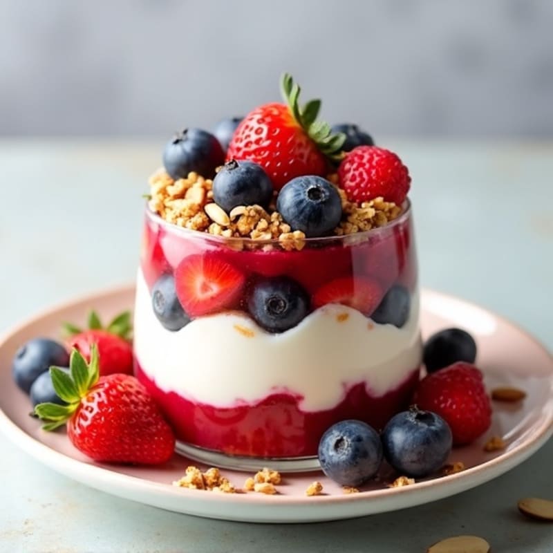 Cottage Cheese Berry Parfait with Almonds