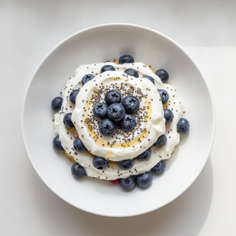 Greek Yogurt Protein Parfait with Mixed Berries and Chia Seeds
