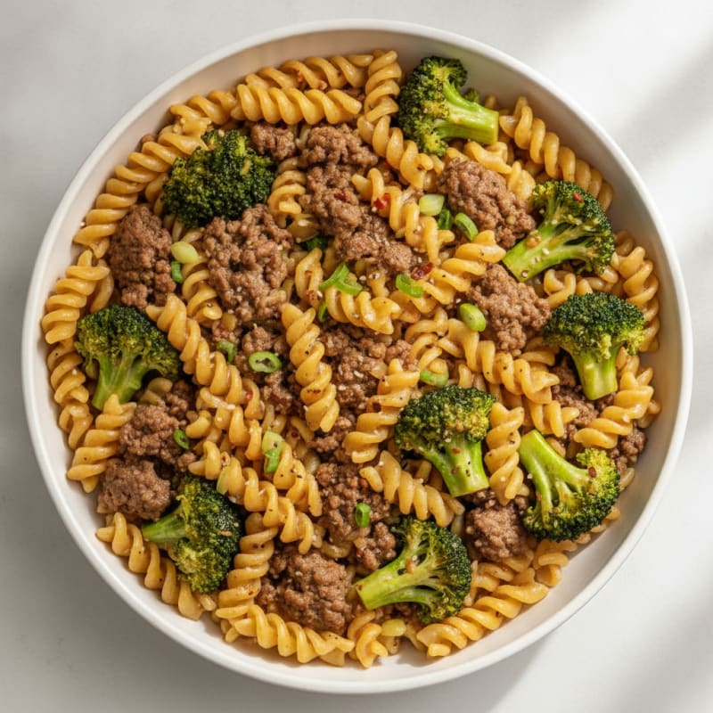 Beef and Broccoli Cornstarch Pasta Skillet