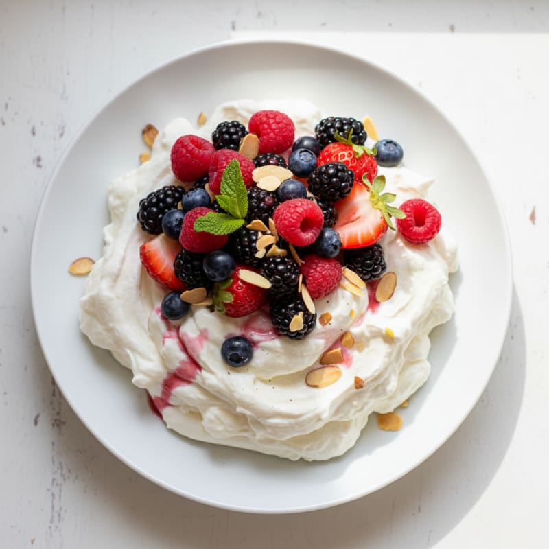 Greek Yogurt Protein Mousse with Mixed Berries