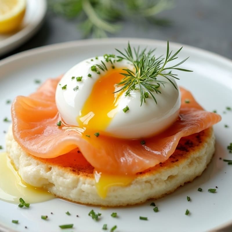 Poached Eggs with Smoked Salmon and Creamy Lemon-Dill Sauce