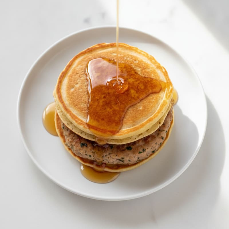 Sweet Pancake and Sausage Sandwich