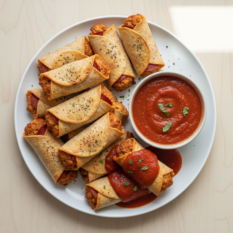 Baked Pepperoni Pizza Rolls with Marinara