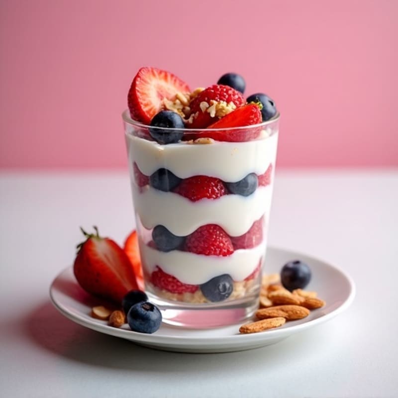 Greek Yogurt Protein Parfait with Berries and Almonds