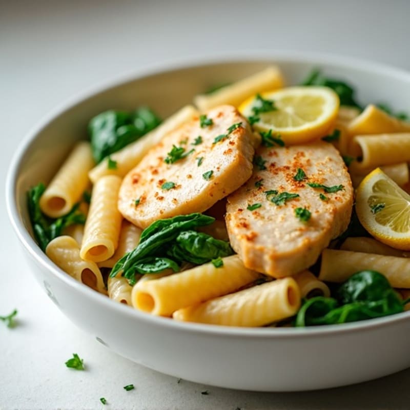 Creamy Lemon Garlic Chicken Pasta with Spinach