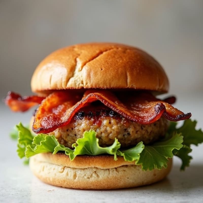 Lean Turkey-Bacon Burger with Caramelized Onions