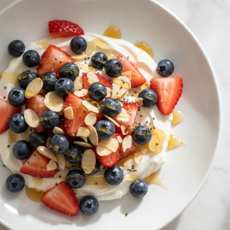 Creamy Greek Yogurt with Fresh Berries and Almonds