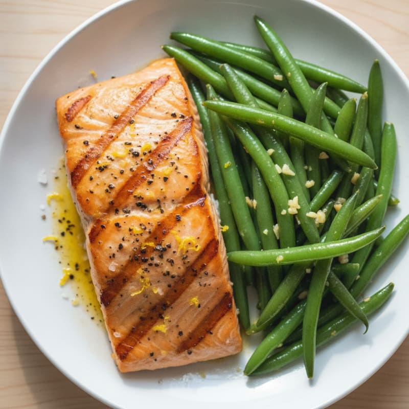 Lemon-Pepper Grilled Salmon with Green Beans