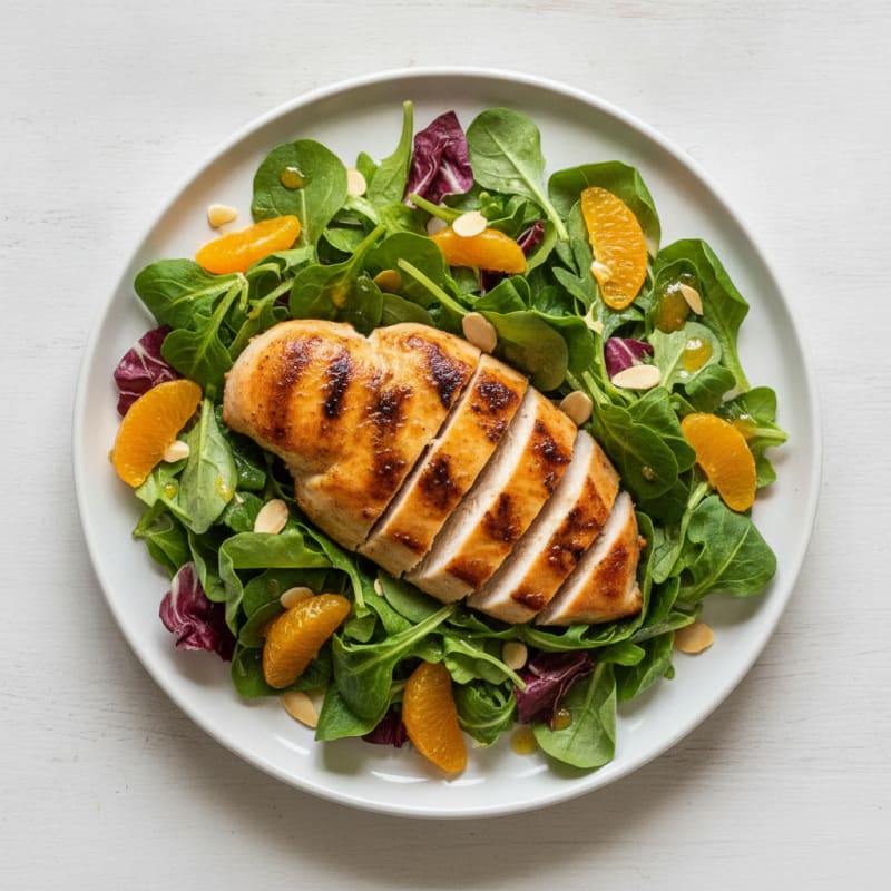Grilled Chicken Breast with Crisp Greens and Citrus Vinaigrette