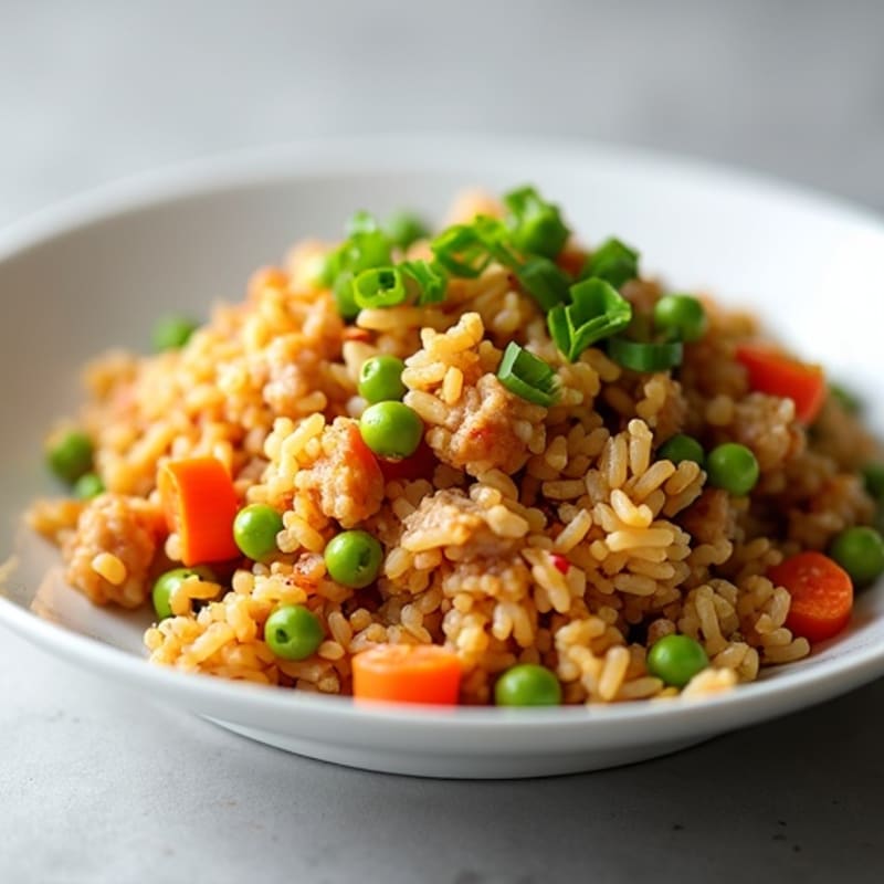 Quick Crispy Tuna Fried Rice with Fresh Vegetables