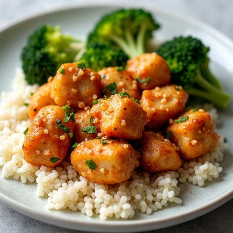 Low Calorie Crispy Orange Chicken with Roasted Broccoli