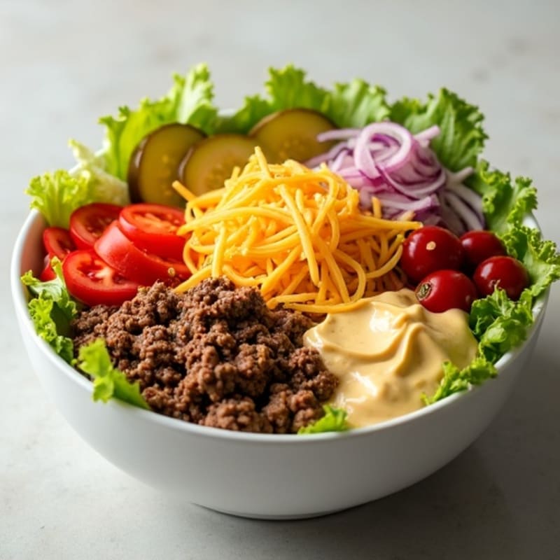 Healthy Lean Ground Beef Big Mac Bowl