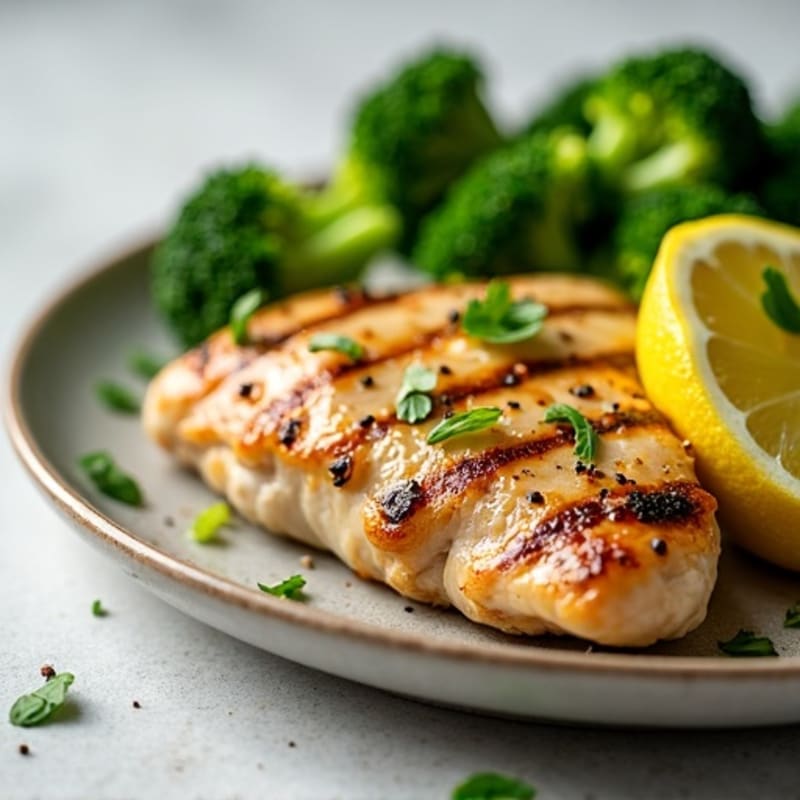 Grilled Lemon-Garlic Chicken Breast with Steamed Broccoli