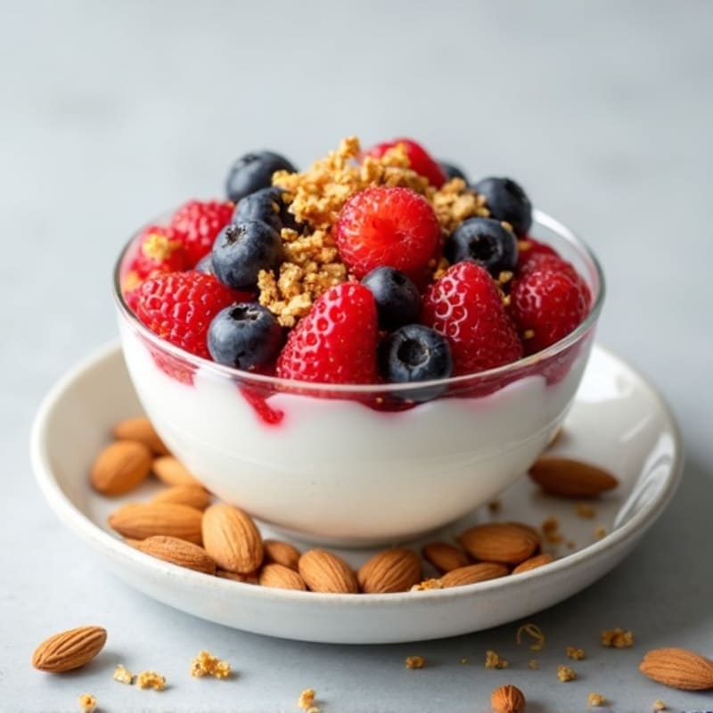 Greek Yogurt Parfait with Mixed Berries and Almonds