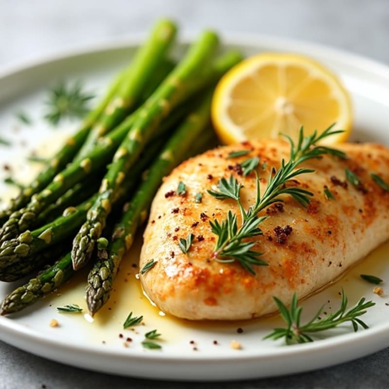 Lemon Herb Roasted Chicken with Crispy Asparagus