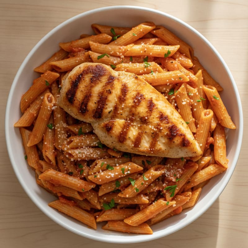 Creamy Tomato Pasta with Seared Chicken