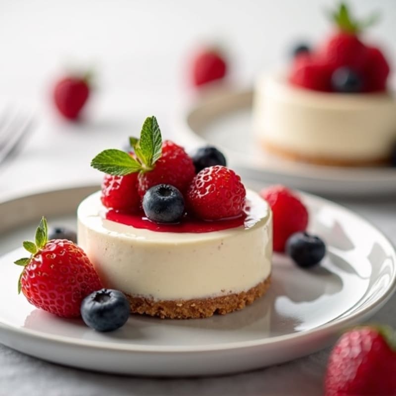 Creamy Greek Yogurt Protein Cheesecake with Mixed Berries