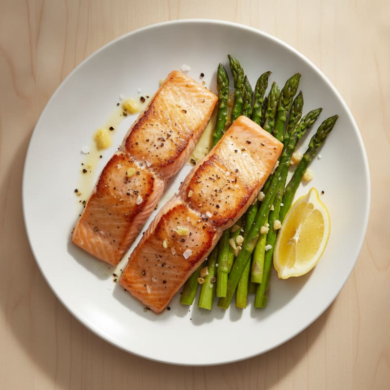 Pan-Seared Salmon with Roasted Asparagus