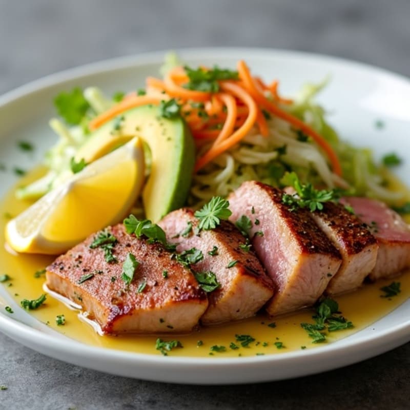 Herb-Crusted Seared Tuna with Citrus Slaw