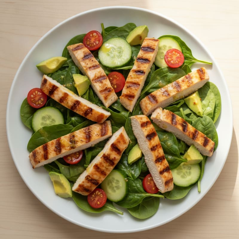 Grilled Chicken and Spinach Salad with Lemon Vinaigrette