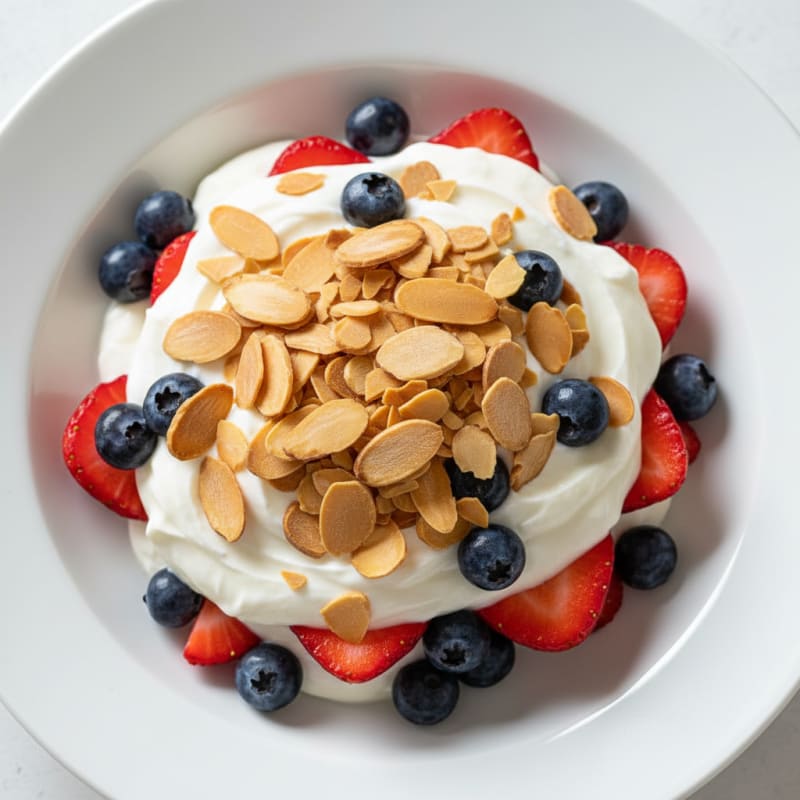 Greek Yogurt Protein Parfait with Berries and Almonds