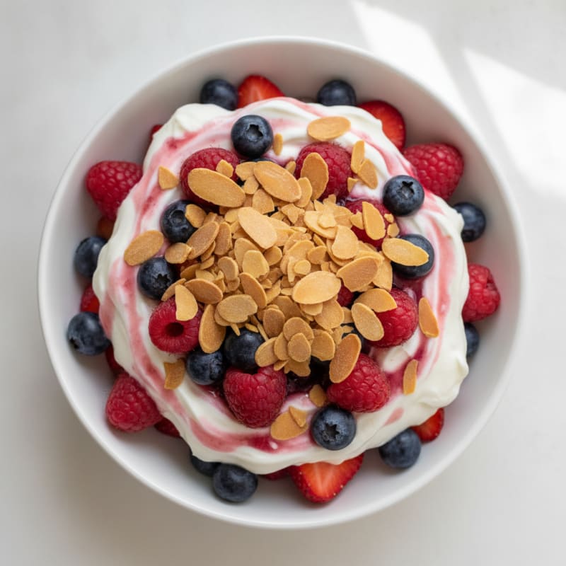 Greek Yogurt Protein Parfait with Berries and Almonds