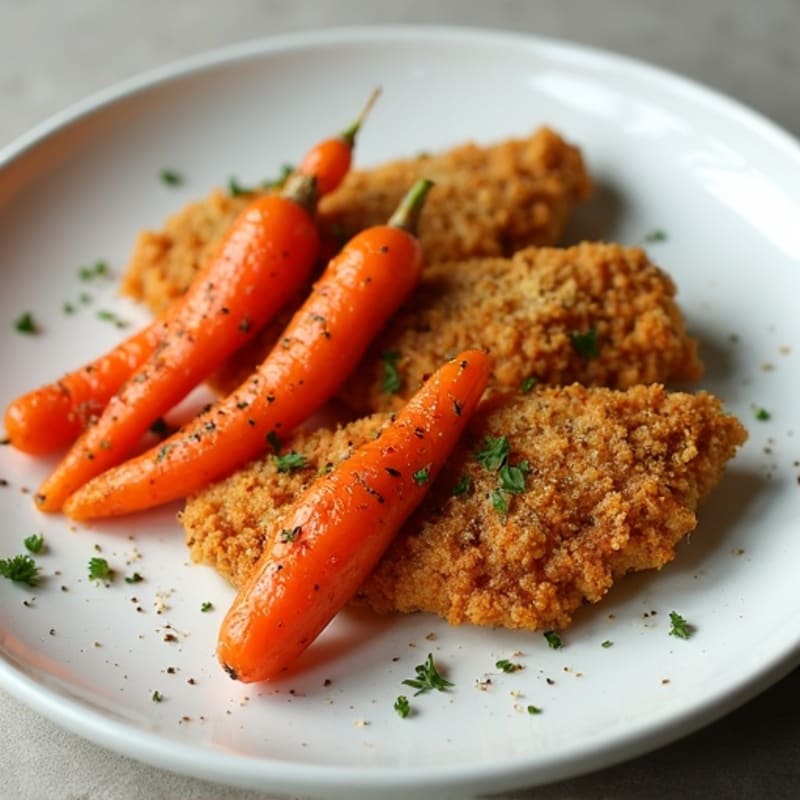Crispy Baked Chicken Tenders with Roasted Carrots