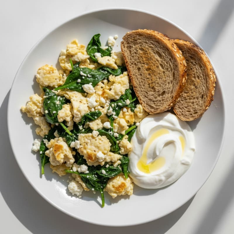 Egg White and Spinach Scramble with Greek Yogurt