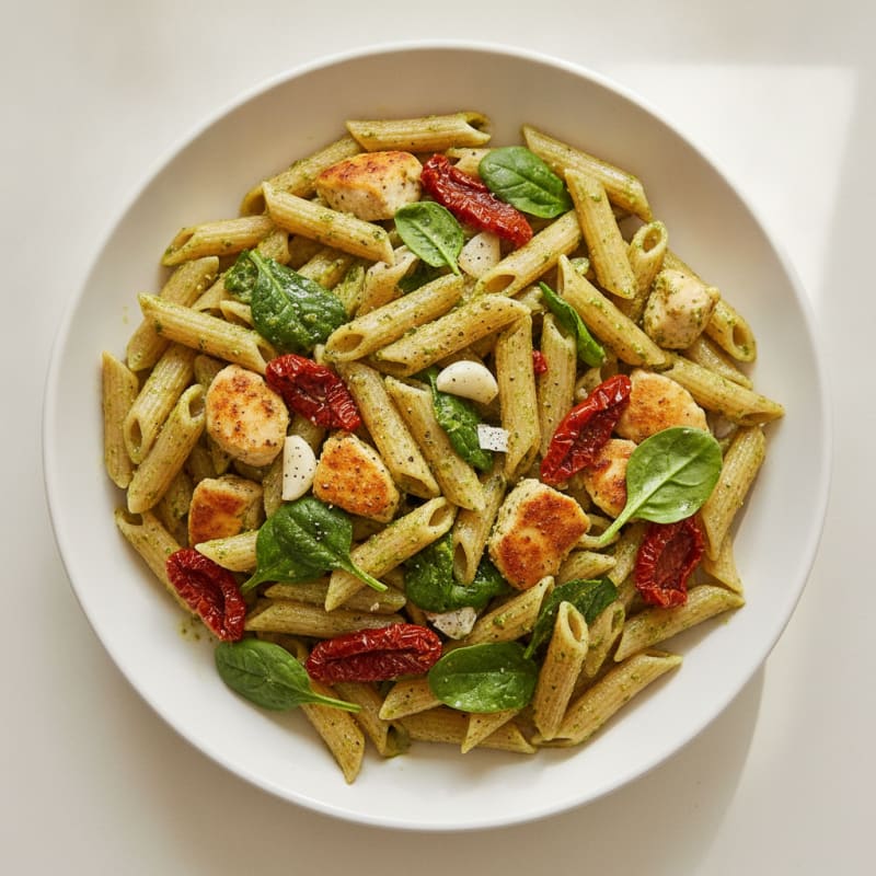 Pesto Chicken Pasta with Sun-Dried Tomatoes