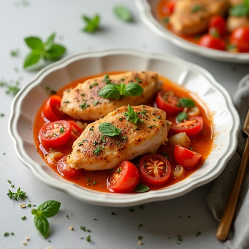 Slow-Cooked Chicken with Bell Peppers and Herb-Tomato Sauce