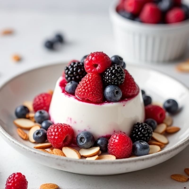 Greek Yogurt Protein Parfait with Mixed Berries and Almonds