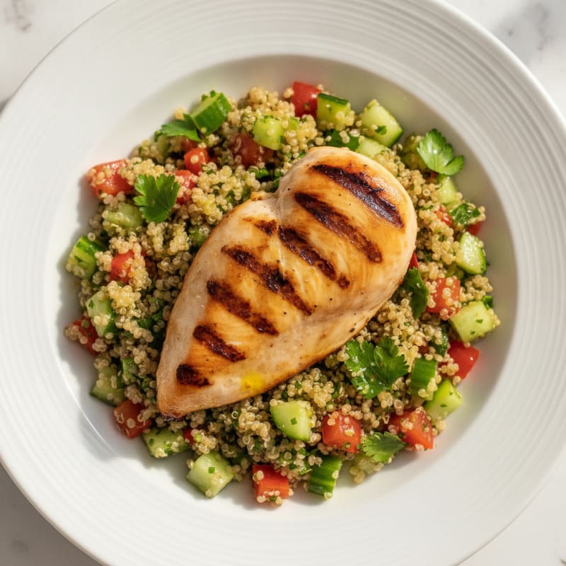 Grilled Chicken Breast with Crunchy Quinoa Salad