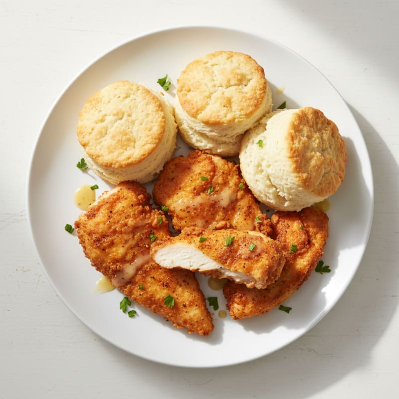 Buttermilk Fried Chicken with Fluffy Biscuits
