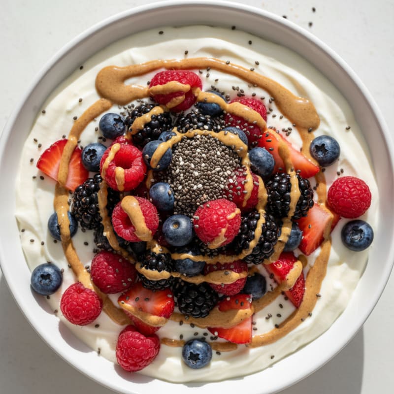 Silky Greek Yogurt Protein Pudding with Mixed Berries