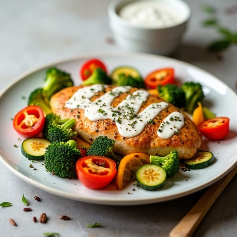 Creamy Spiced Chicken with Roasted Vegetables